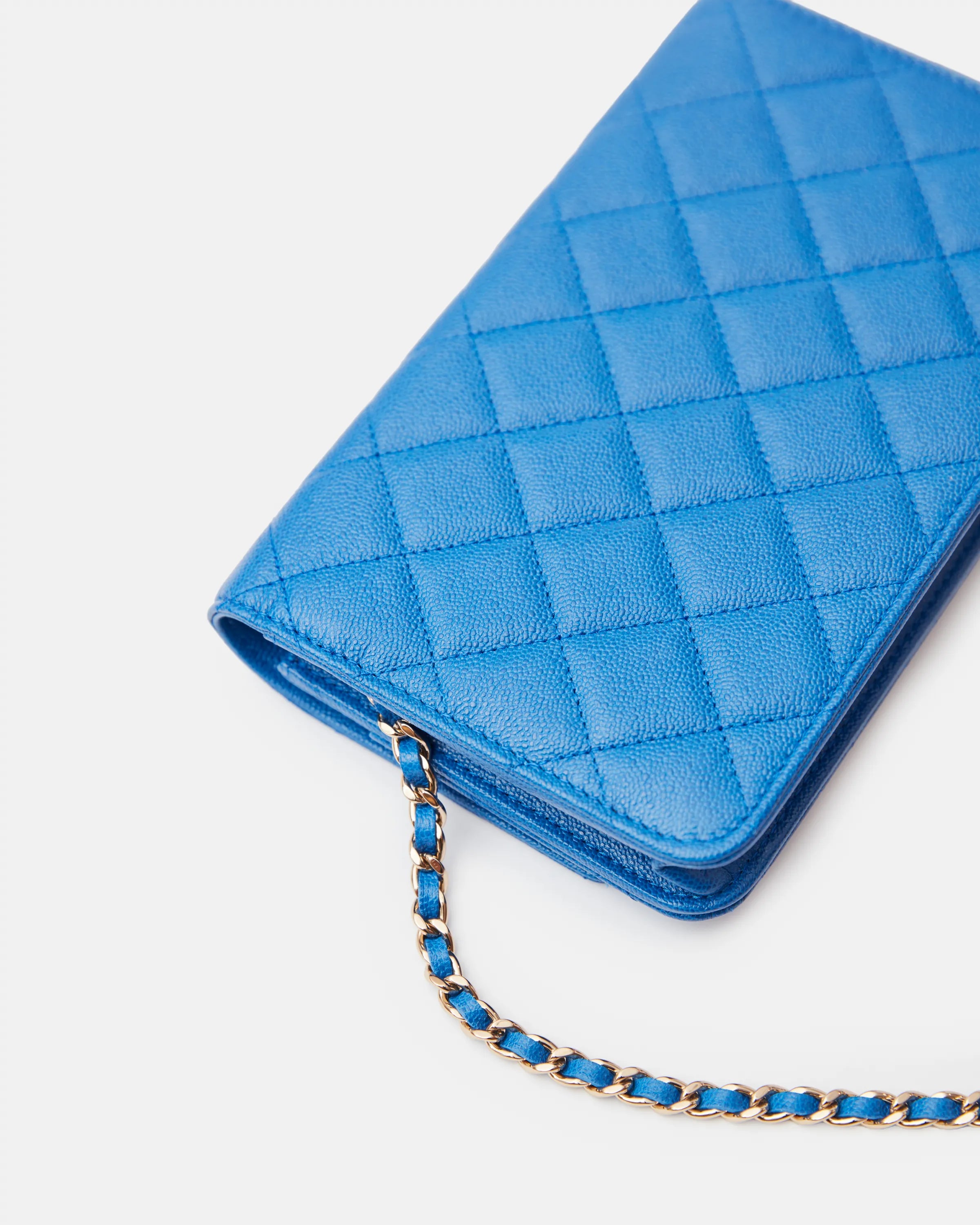 Chanel Wallet on Chain Blue Caviar Gold-Tone Metal