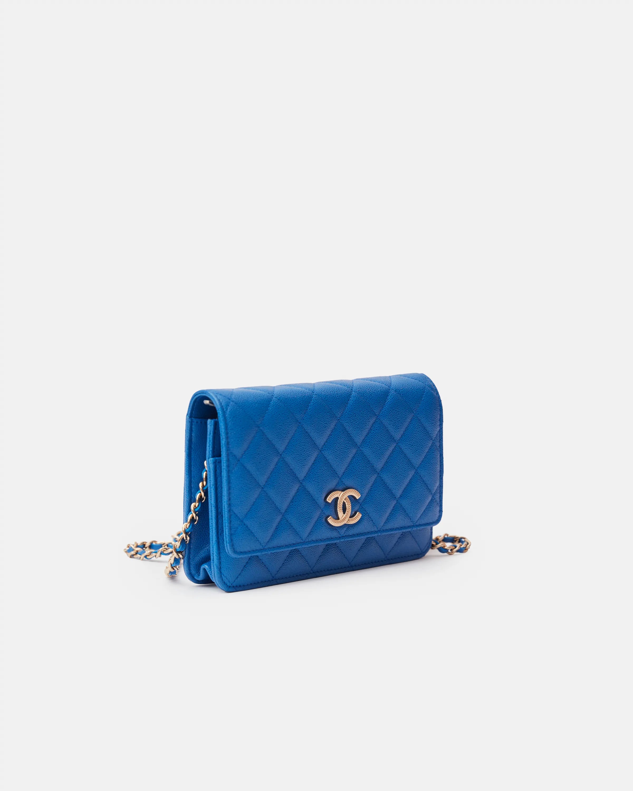 Chanel Wallet on Chain Blue Caviar Gold-Tone Metal