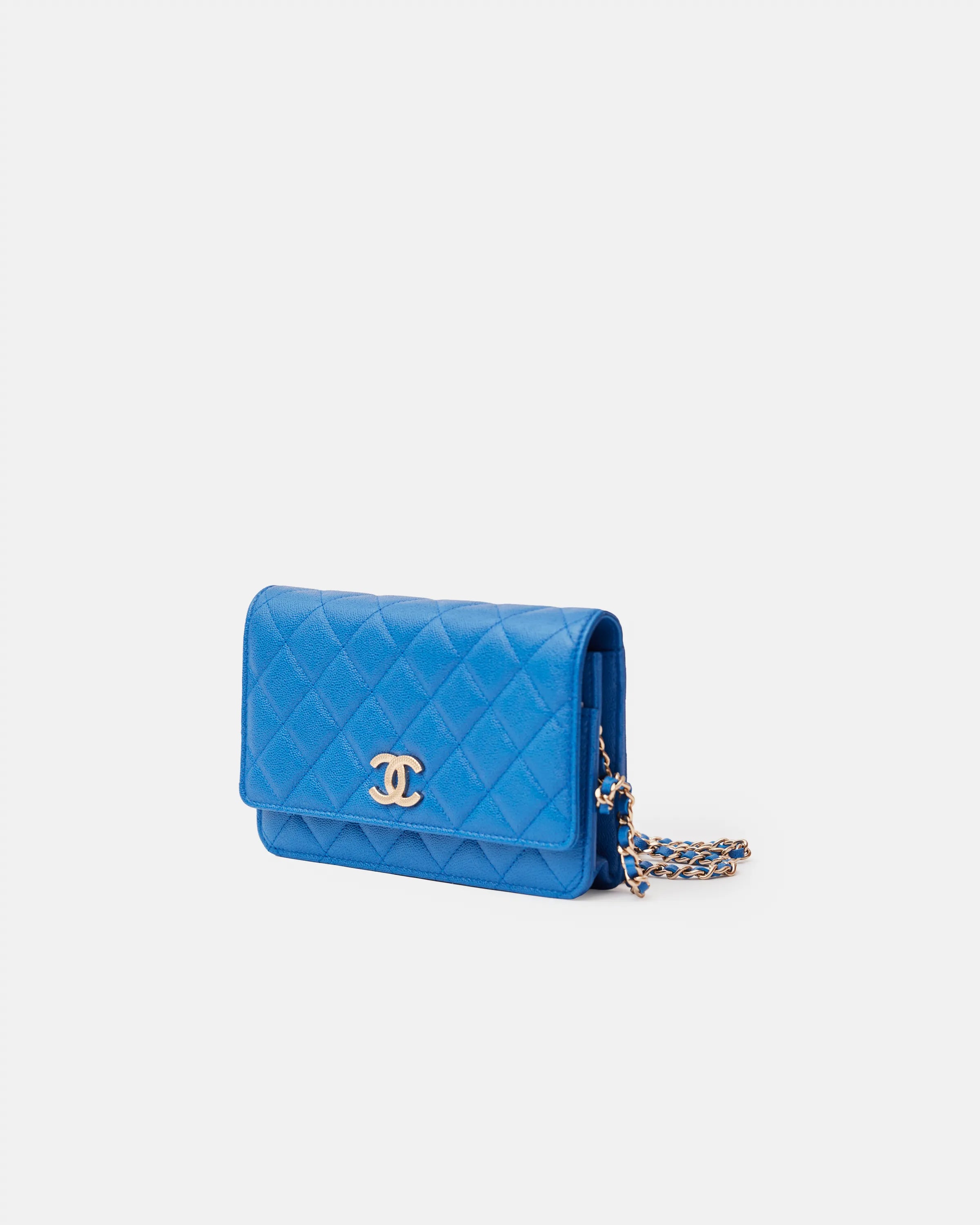 Chanel Wallet on Chain Blue Caviar Gold-Tone Metal