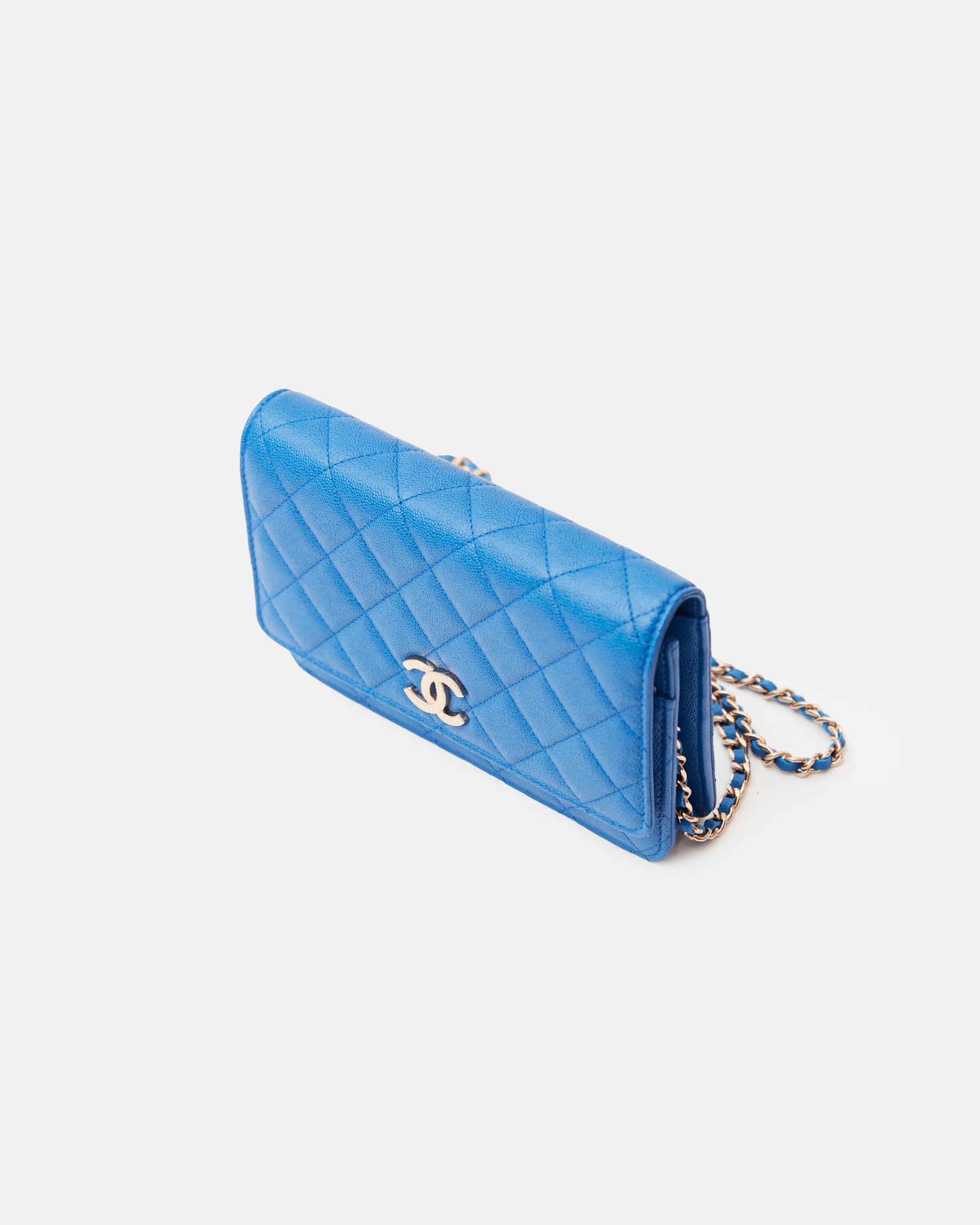 Chanel Wallet on Chain Blue Caviar Gold-Tone Metal