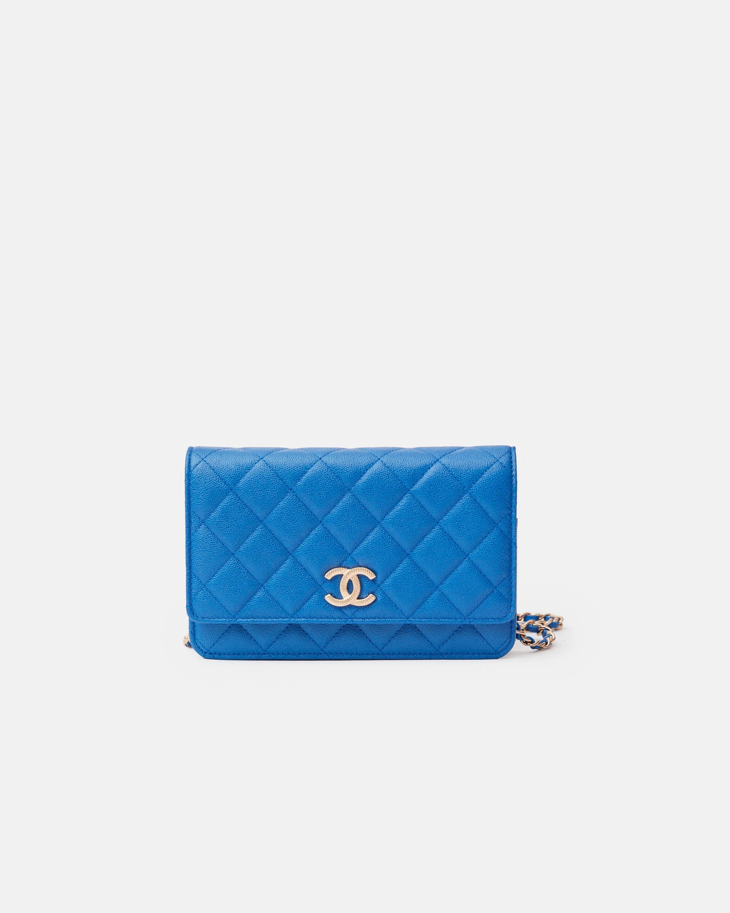 Chanel Wallet on Chain Blue Caviar Gold-Tone Metal