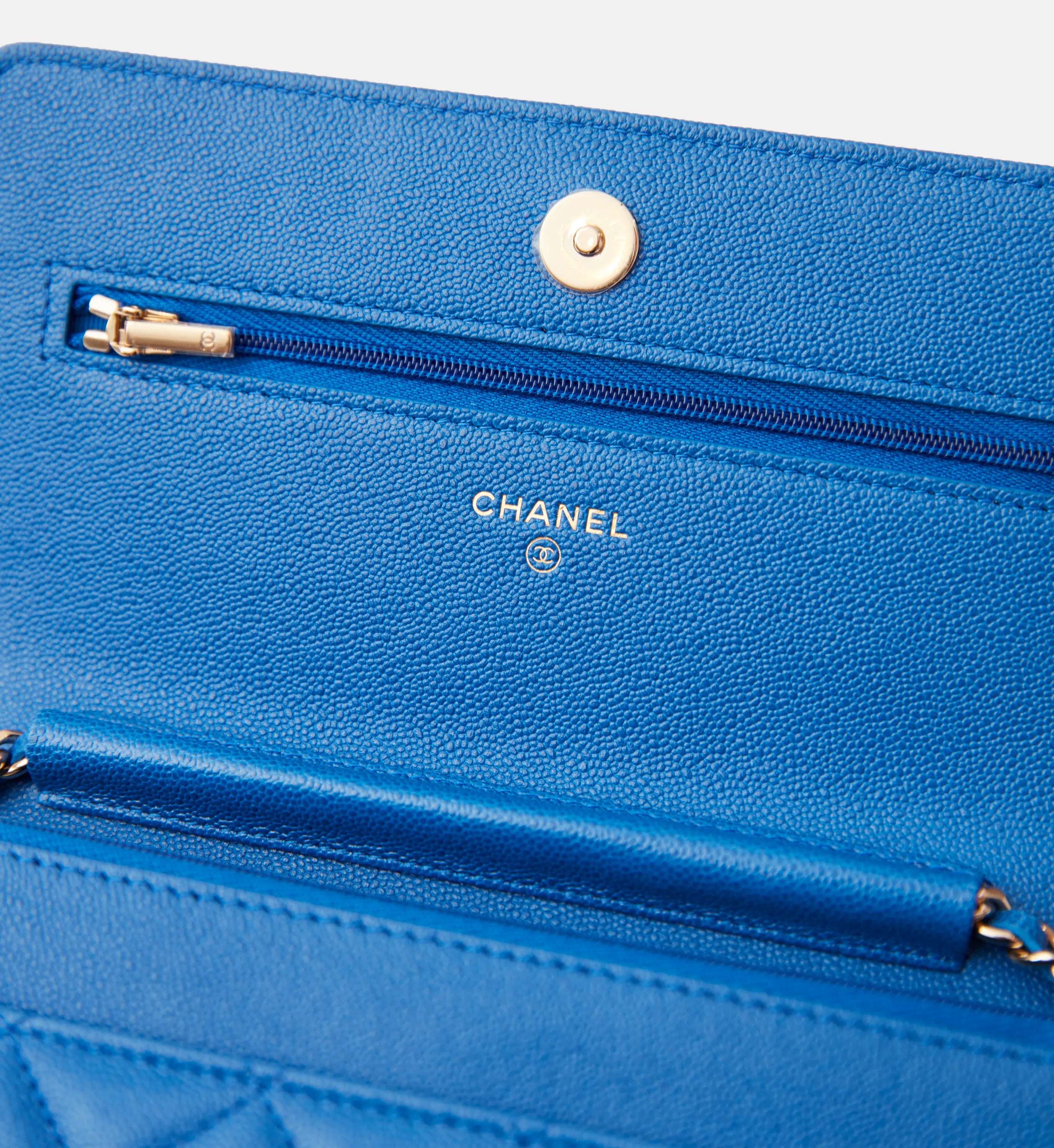 Chanel Wallet on Chain Blue Caviar Gold-Tone Metal