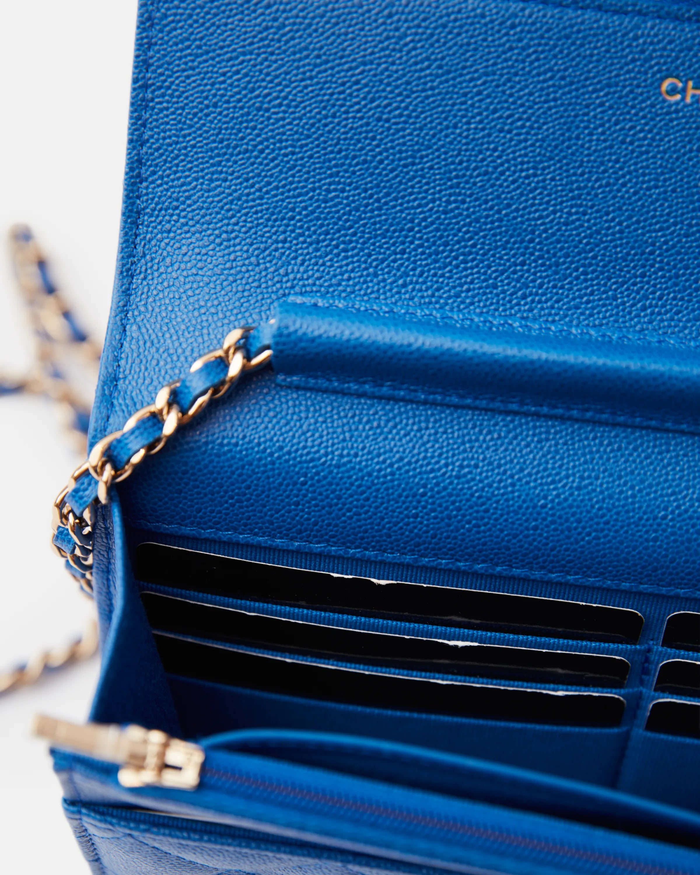Chanel Wallet on Chain Blue Caviar Gold-Tone Metal