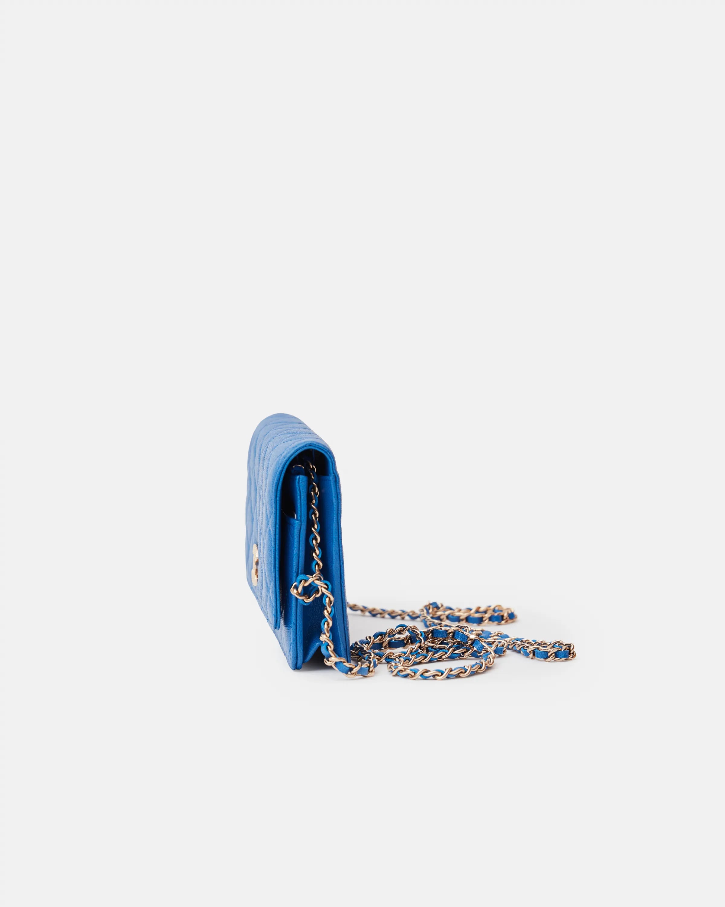 Chanel Wallet on Chain Blue Caviar Gold-Tone Metal