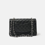 Chanel Classic Double Flap Medium Black Lambskin Silver-Tone Metal