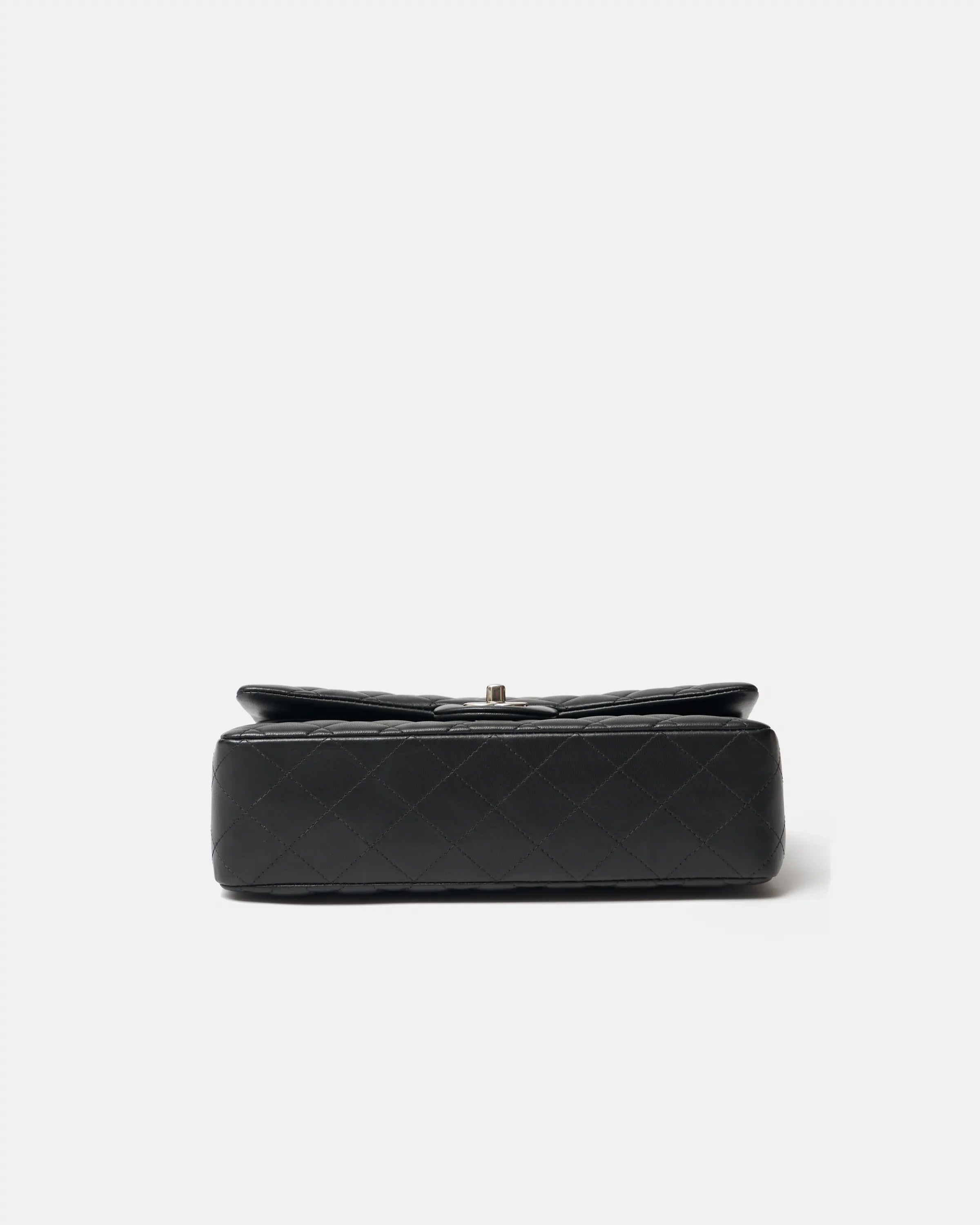 Chanel Classic Double Flap Medium Black Lambskin Silver-Tone Metal