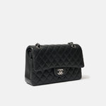 Chanel Classic Double Flap Medium Black Lambskin Silver-Tone Metal