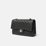 Chanel Classic Double Flap Medium Black Lambskin Silver-Tone Metal