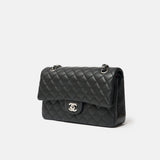 Chanel Classic Double Flap Medium Black Lambskin Silver-Tone Metal