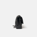 Chanel Classic Double Flap Medium Black Lambskin Silver-Tone Metal
