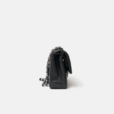 Chanel Classic Double Flap Medium Black Lambskin Silver-Tone Metal