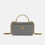 Chanel 24S Vanity Case Top Handle Grey GHW