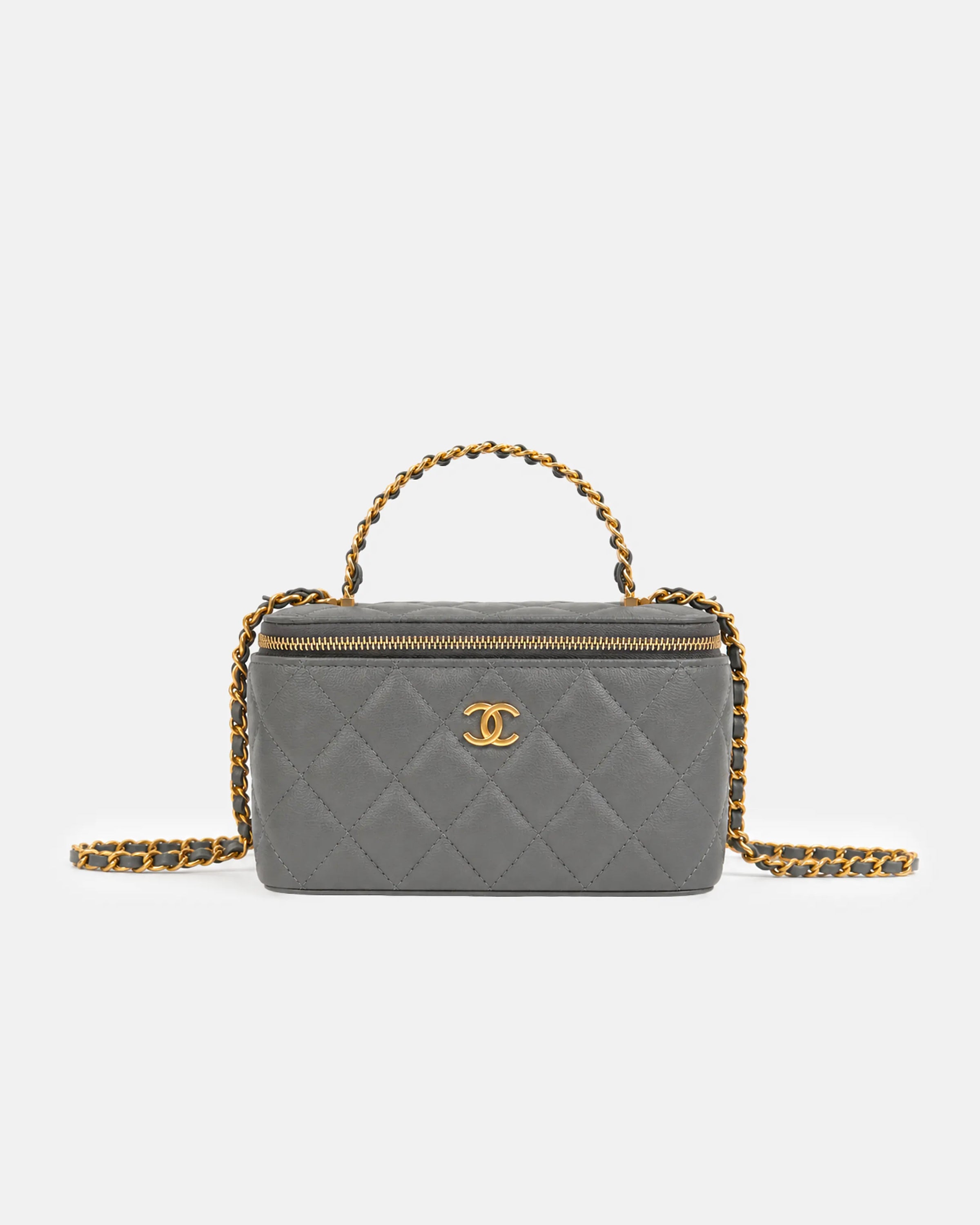 Chanel 24S Vanity Case Top Handle Grey GHW