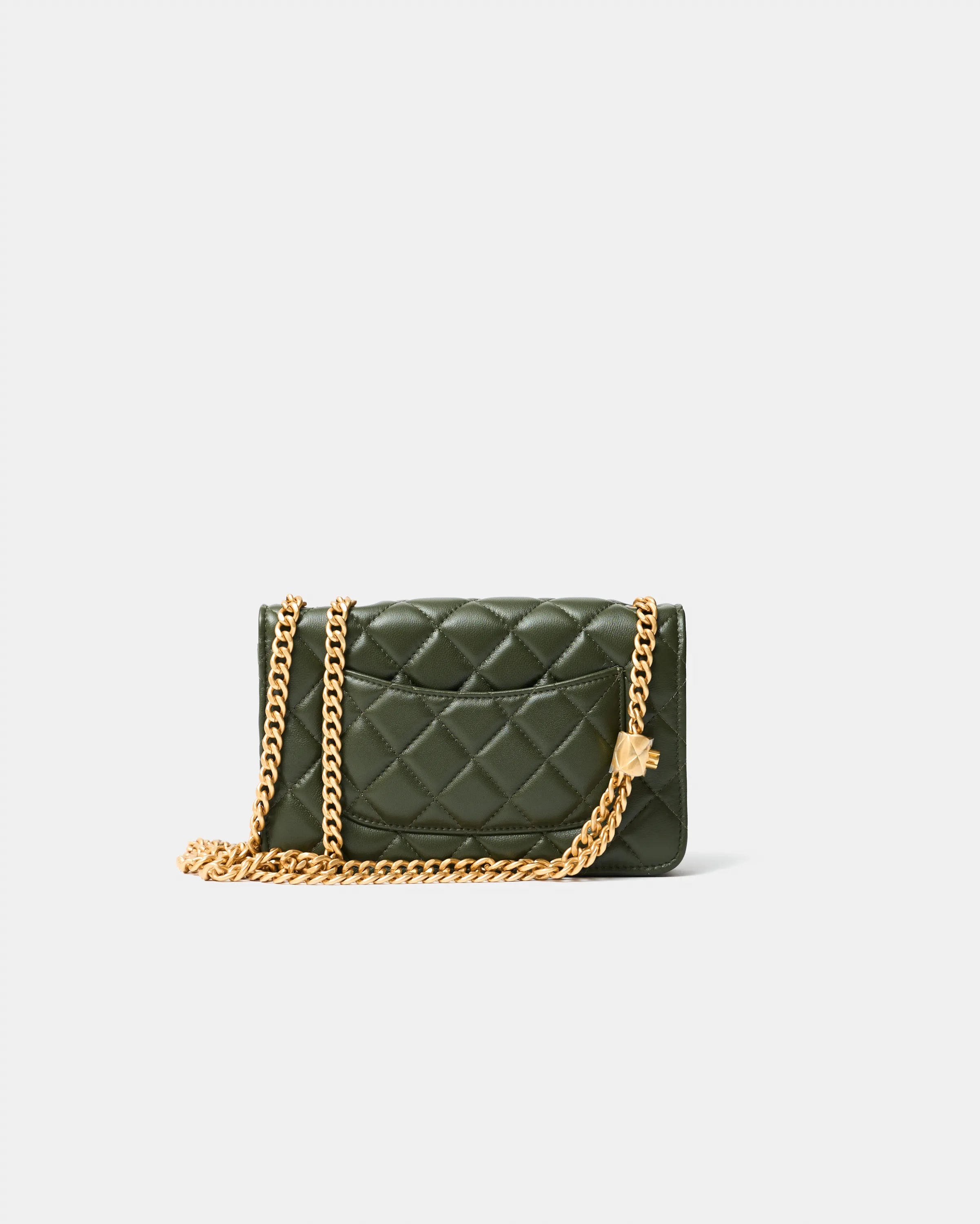 Chanel Wallet on Chain Olive Green Lambskin Gold-Tone Metal