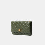 Chanel Wallet on Chain Olive Green Lambskin Gold-Tone Metal