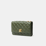 Chanel Wallet on Chain Olive Green Lambskin Gold-Tone Metal