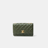 Chanel Wallet on Chain Olive Green Lambskin Gold-Tone Metal