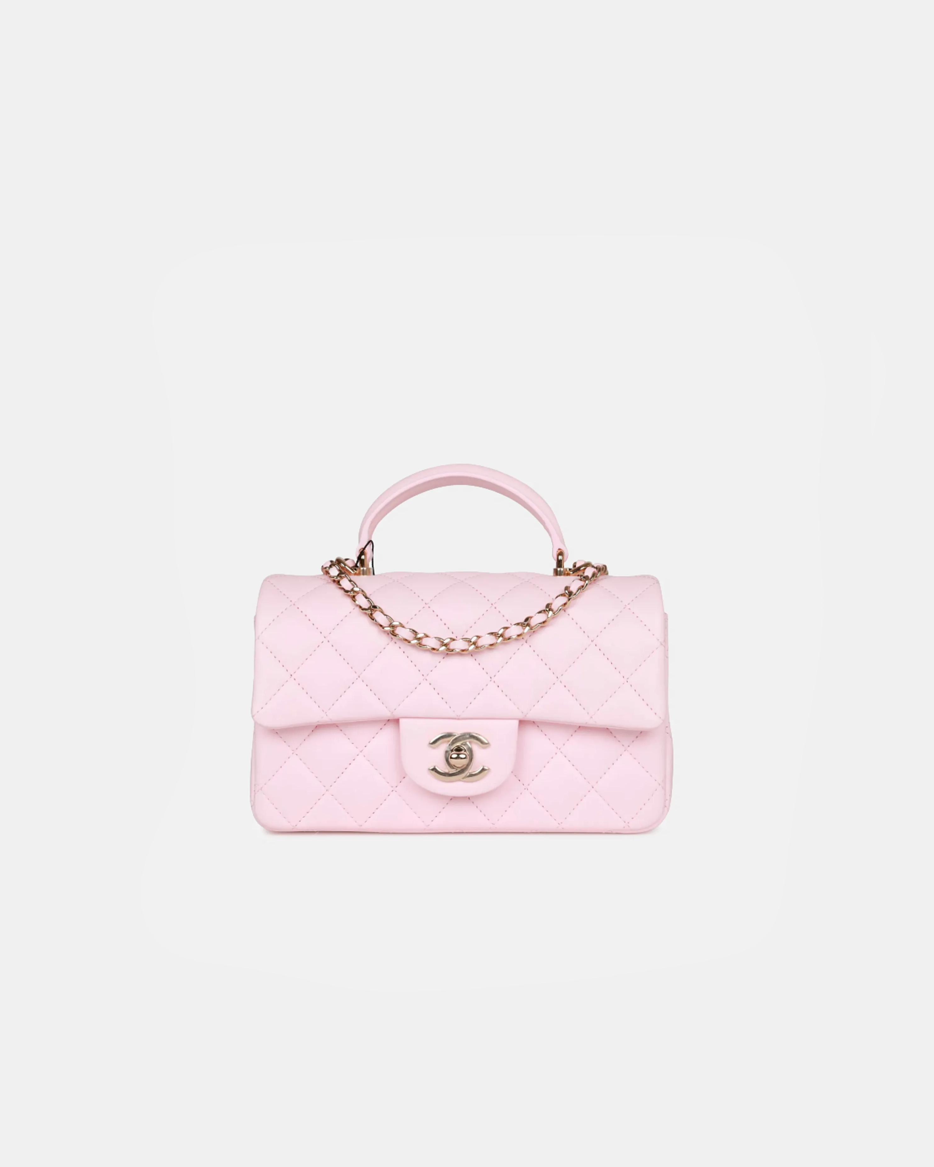 Chanel Classic Mini Flap Top Handle Light Pink GHW