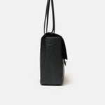 Chanel maxi flap shoulder bag in black color and grained calfskin material in PHW