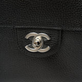 Chanel maxi flap shoulder bag in black color and grained calfskin material in PHW 