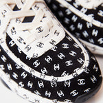 Chanel Printed Suede Calfskin Black White Sneakers