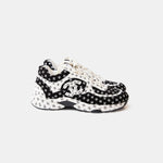 Chanel Printed Suede Calfskin Black White Sneakers