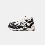 Chanel Printed Suede Calfskin Black White Sneakers
