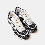 Chanel Printed Suede Calfskin Black White Sneakers
