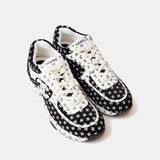 Chanel Printed Suede Calfskin Black White Sneakers