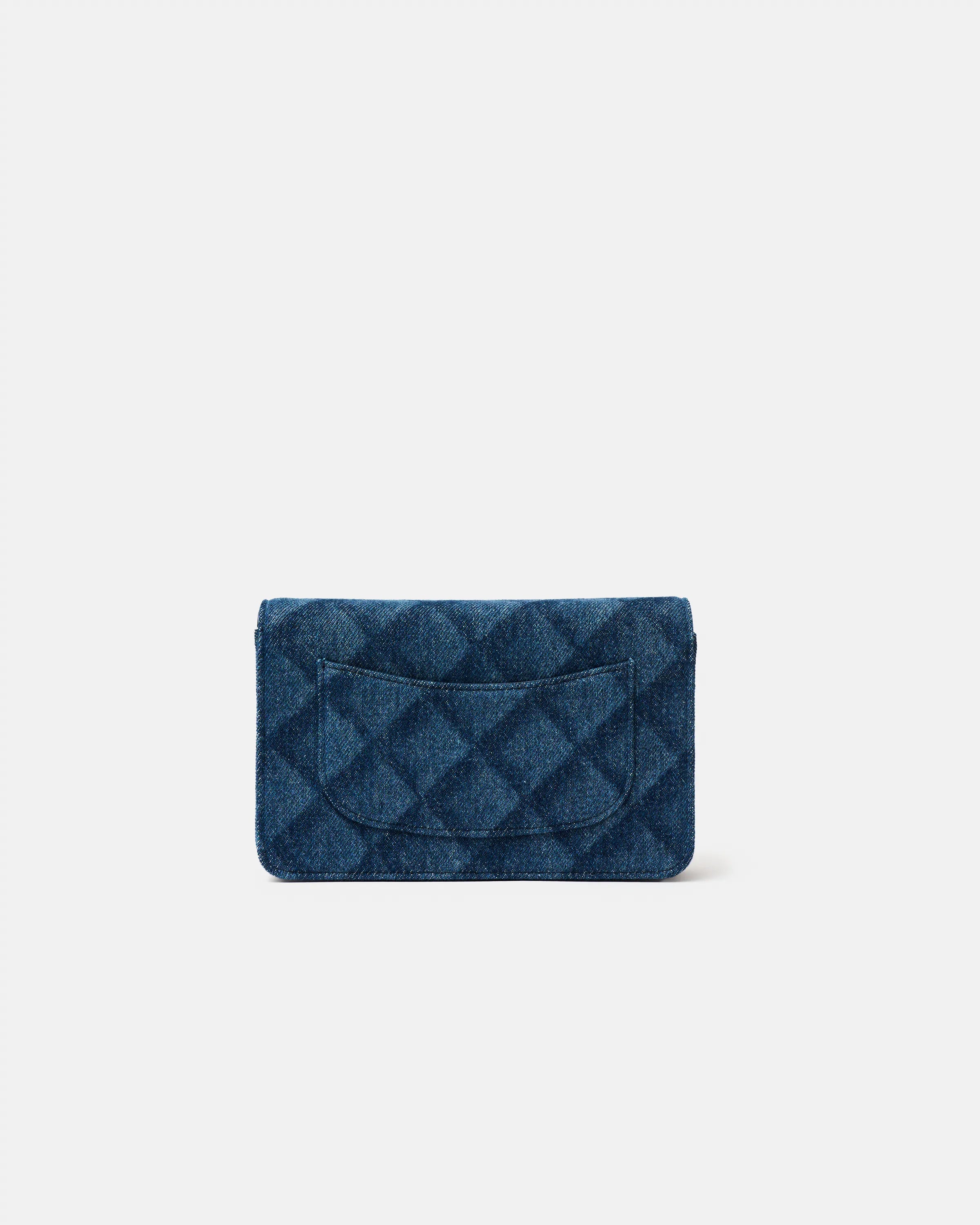 Chanel Classic Wallet On Chain Dark Blue Denim Gold-Tone Metal