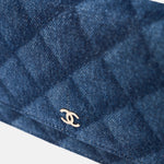 Chanel Classic Wallet On Chain Dark Blue Denim Gold-Tone Metal