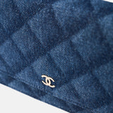 Chanel Classic Wallet On Chain Dark Blue Denim Gold-Tone Metal