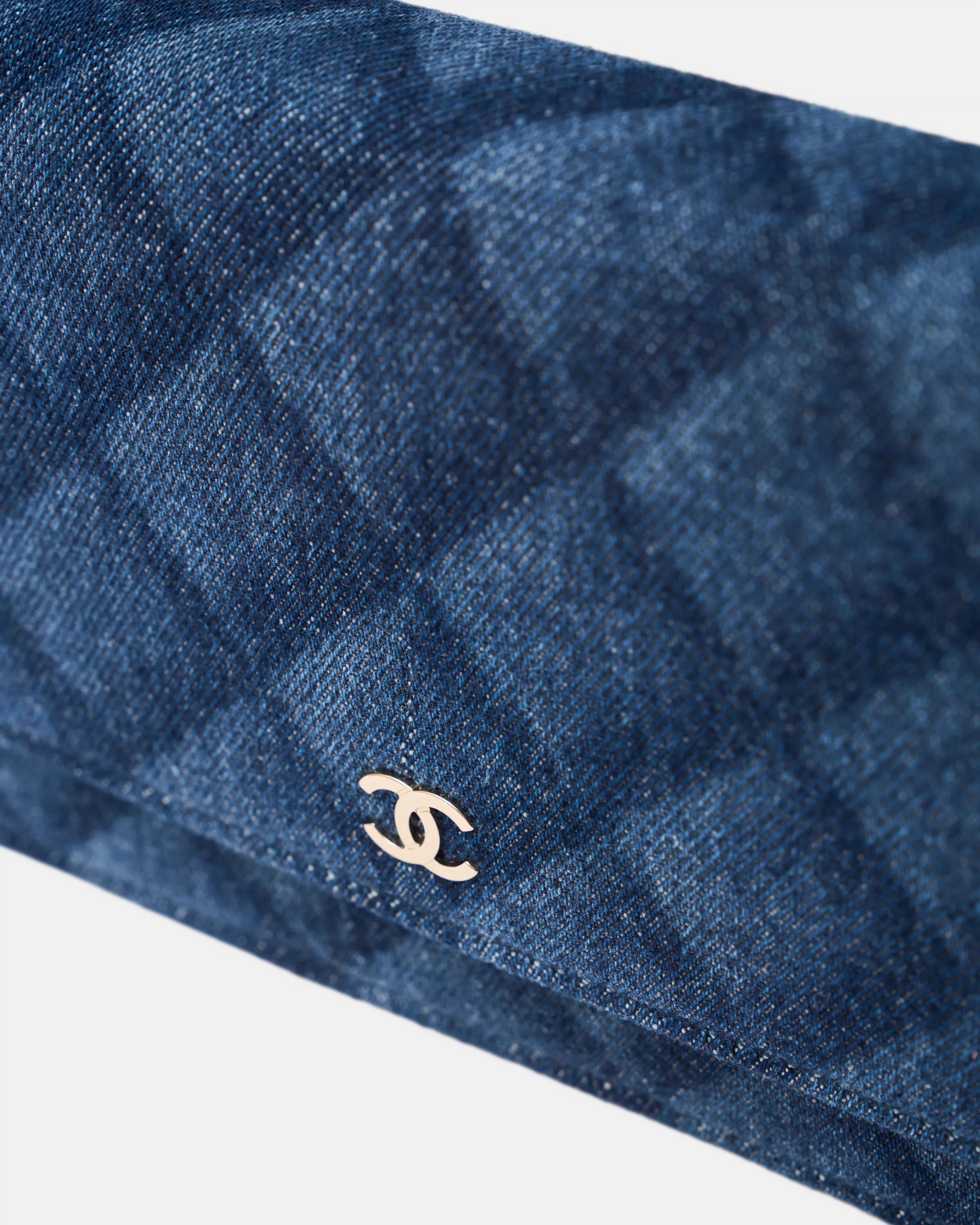 Chanel Classic Wallet On Chain Dark Blue Denim Gold-Tone Metal