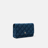 Chanel Classic Wallet On Chain Dark Blue Denim Gold-Tone Metal