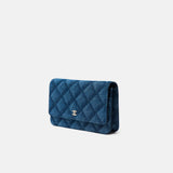 Chanel Classic Wallet On Chain Dark Blue Denim Gold-Tone Metal