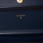 Chanel Classic Wallet On Chain Dark Blue Denim Gold-Tone Metal