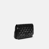 Chanel 2.55 Wallet on Chain Black Patent Calfskin So Black