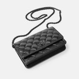 Chanel 2.55 Wallet on Chain Black Patent Calfskin So Black