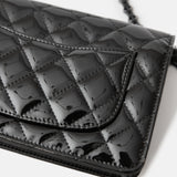 Chanel 2.55 Wallet on Chain Black Patent Calfskin So Black