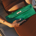 Hermès Kelly 31 Emerald Green Croc Kelly Cut GHW