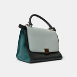 Céline Trapeze Top Handle Bag Light Blue Teal & Black Calfskin PHW