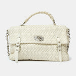 Miu Miu Matelassé Top Handle Bag White Leather PHW