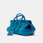 Fendi Selleria Top Handle Bag Blue Leather GHW