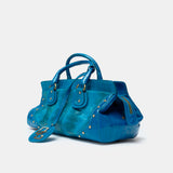 Fendi Selleria Top Handle Bag Blue Leather GHW