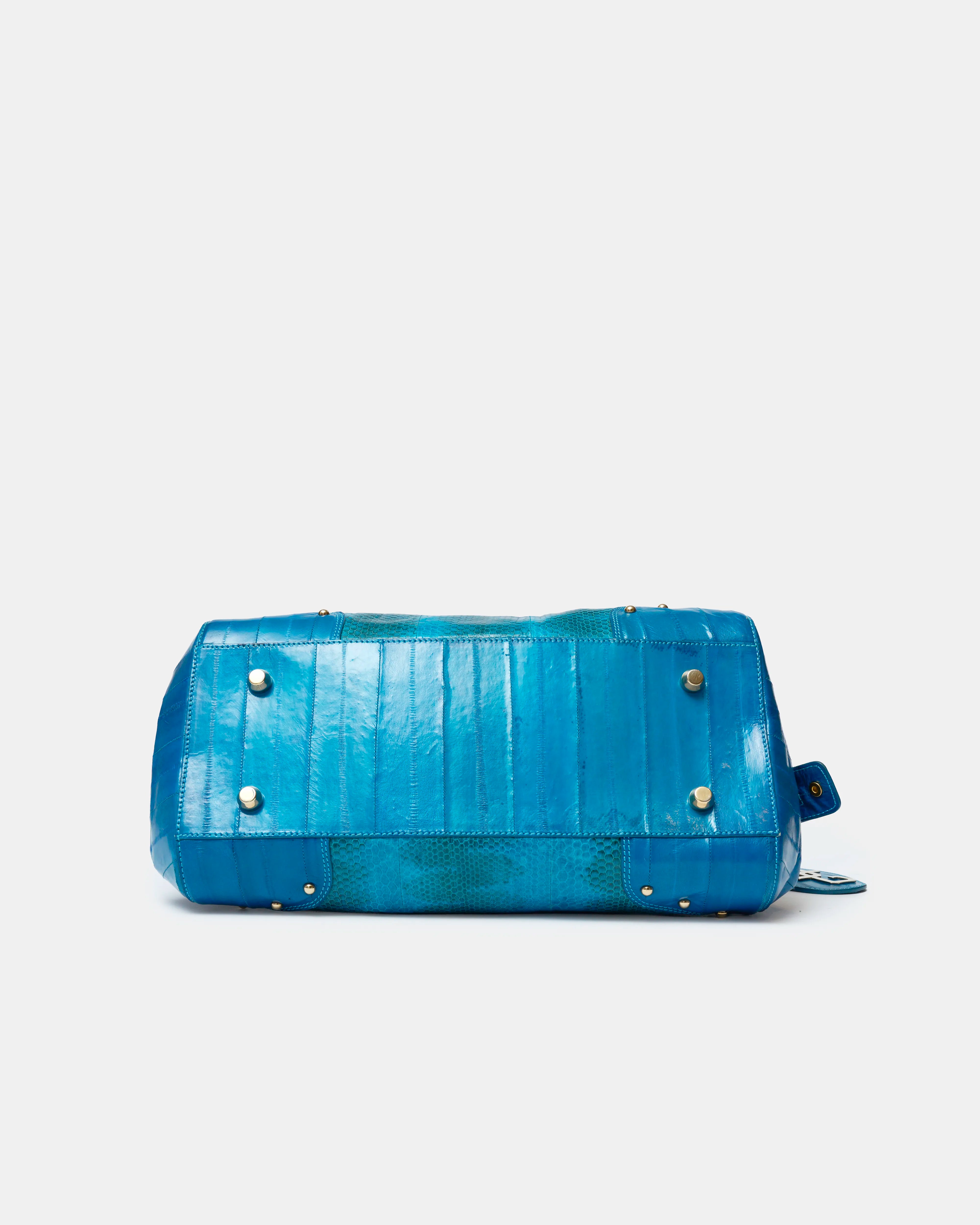 Fendi Selleria Top Handle Bag Blue Leather GHW