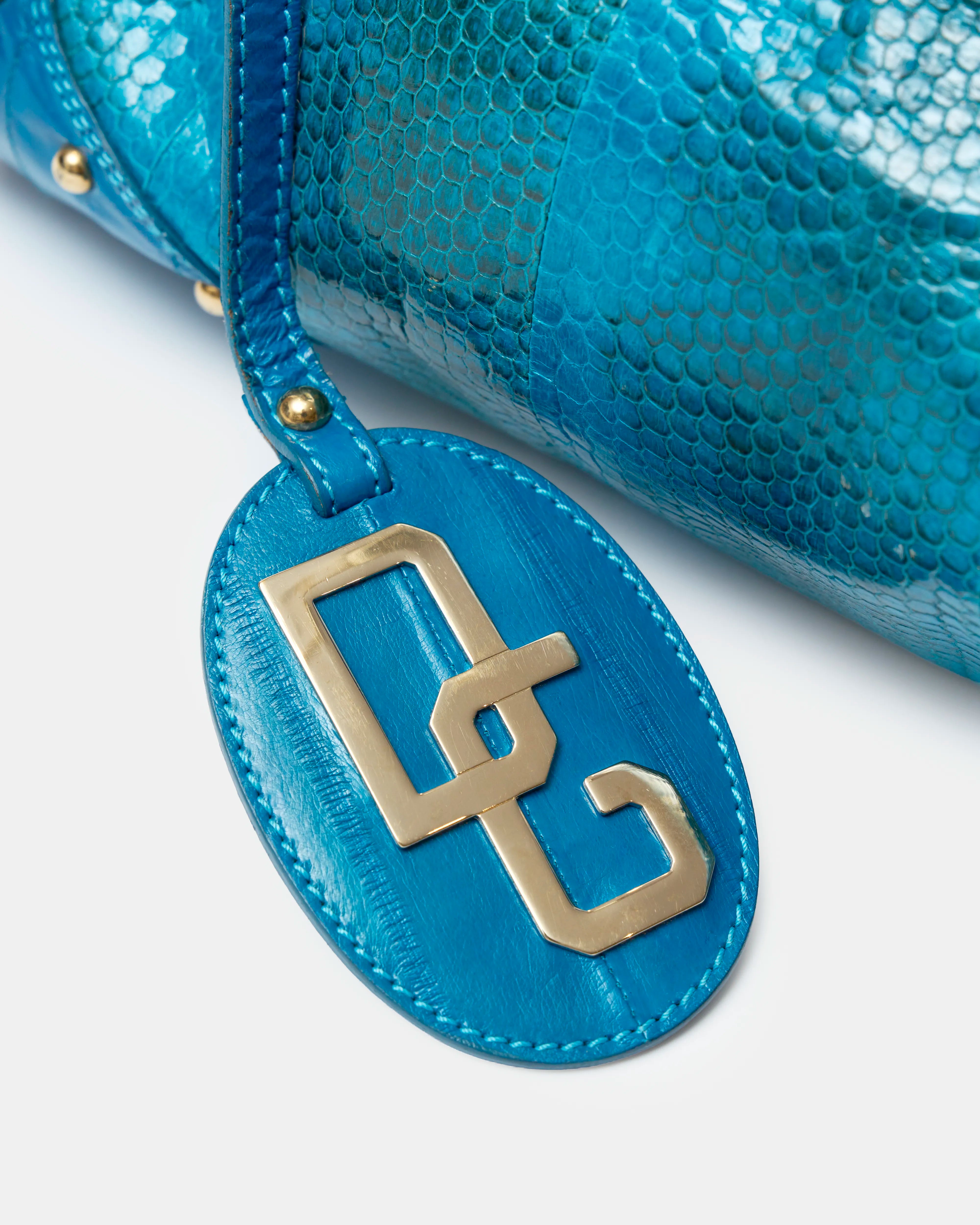 Fendi Selleria Top Handle Bag Blue Leather GHW