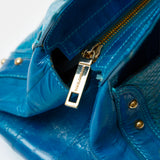 Fendi Selleria Top Handle Bag Blue Leather GHW