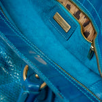 Fendi Selleria Top Handle Bag Blue Leather GHW