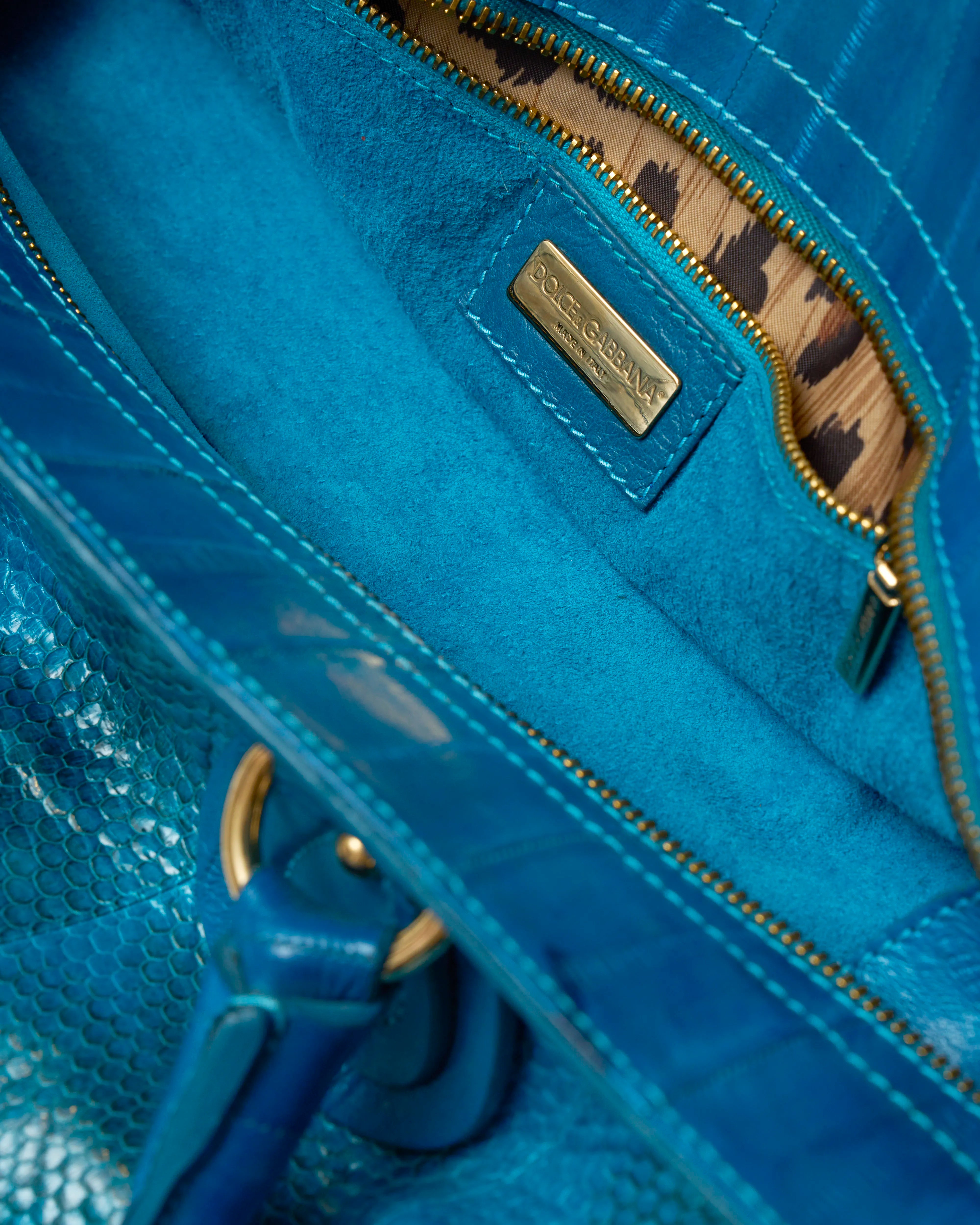 Fendi Selleria Top Handle Bag Blue Leather GHW