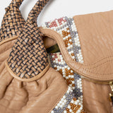 Fendi Spy Bag Beige Leather Beaded Detail GHW